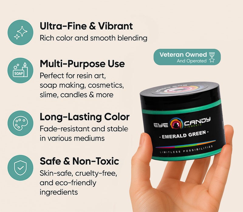 Eye Candy Mica Powder Pigment â€œArashiyama Greenâ€ (50g) Multipurpose DIY Arts and Crafts Additive | Woodworking, Natural Bath Bombs, Resin, Paint, Epoxy, Soap, Nail Polish, Lip Balm (Emerald Green, 25G) - Image 4